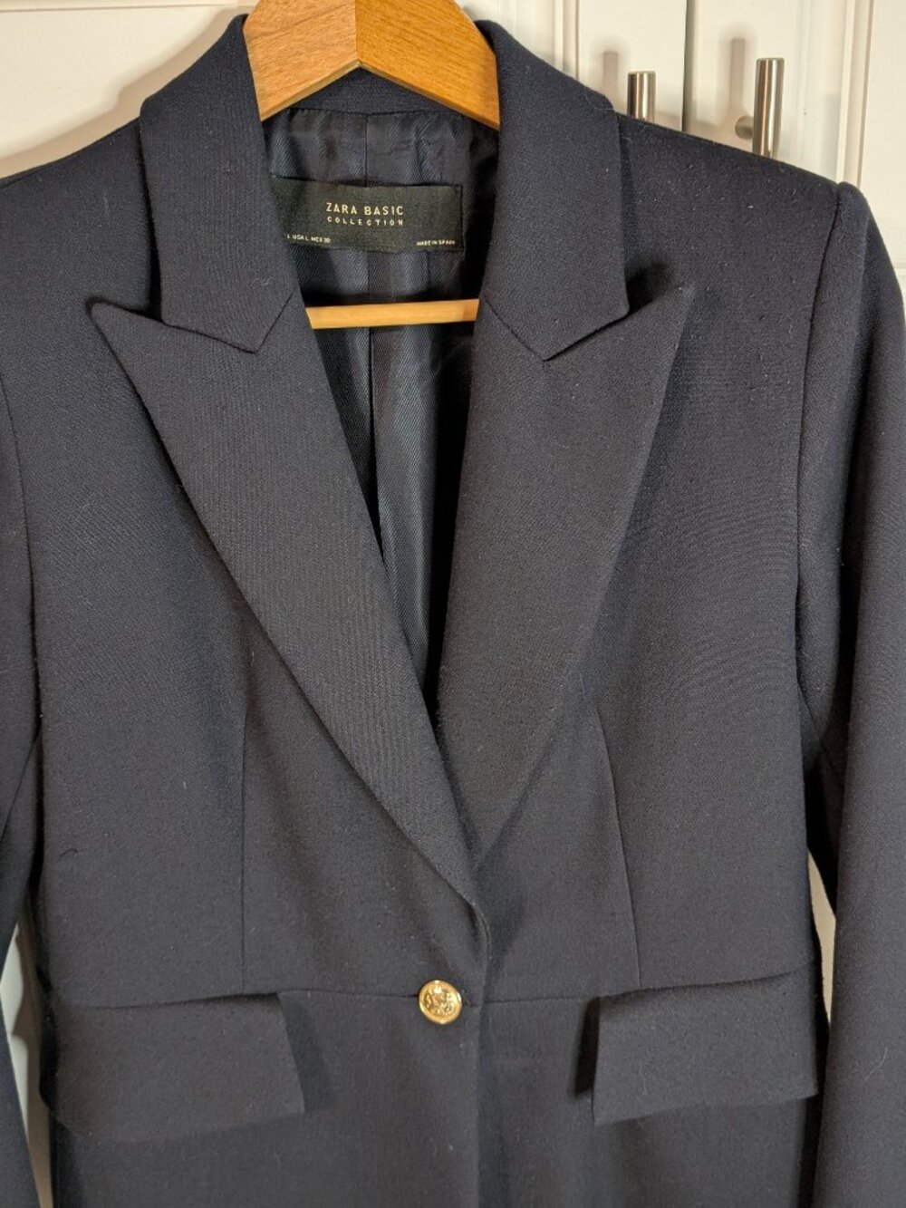 Zara Longline Tailored Navy Blazer Frock Coat L Old Money Chic Quiet Luxury EUC - Picture 4 of 16